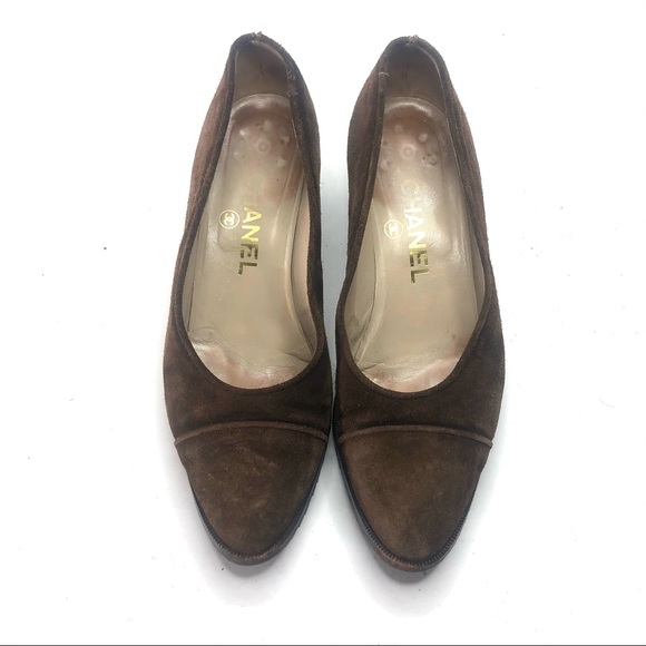 Vintage Chanel brown suede heels size 38.5